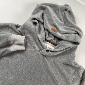 Wanakome Canada Grey Velour Snap Neck Hoodie Sweatshirt Mens Medium